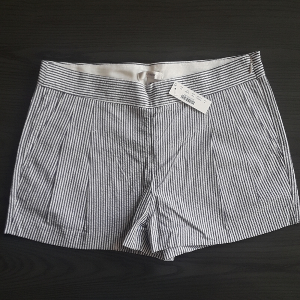 NWT J.Crew Seeksucker Pleated Shorts Style 48972 Gray Sz: 4